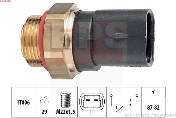 EPS 1.850.230 - Termocontatto, Ventola radiatore www.autoricambi360.it
