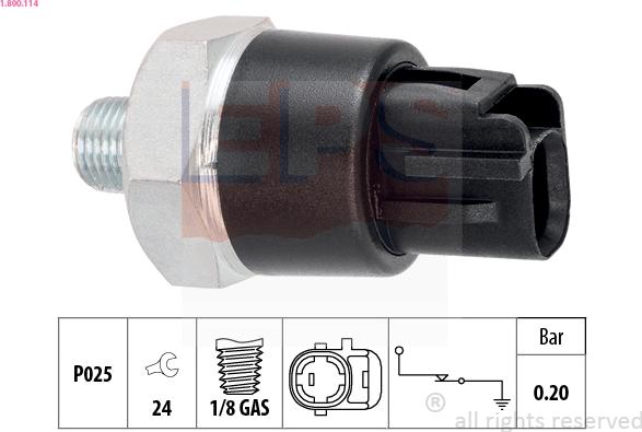 EPS 1.800.114 - Sensore, Pressione olio www.autoricambi360.it