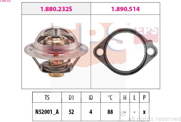 EPS 1.880.232 - Termostato, Refrigerante www.autoricambi360.it