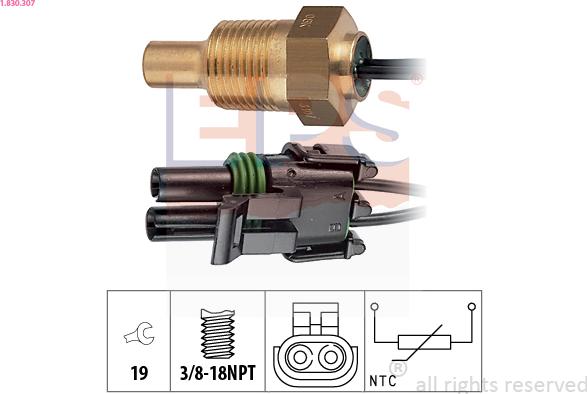 EPS 1.830.307 - Sensore, Temperatura refrigerante www.autoricambi360.it