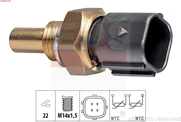 EPS 1.830.316 - Sensore, Temperatura refrigerante www.autoricambi360.it