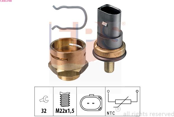 EPS 1.830.278K - Sensore, Temperatura refrigerante www.autoricambi360.it
