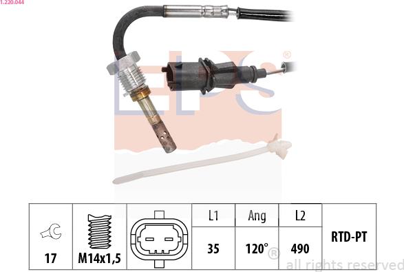 EPS 1.220.044 - Sensore, Temperatura gas scarico www.autoricambi360.it