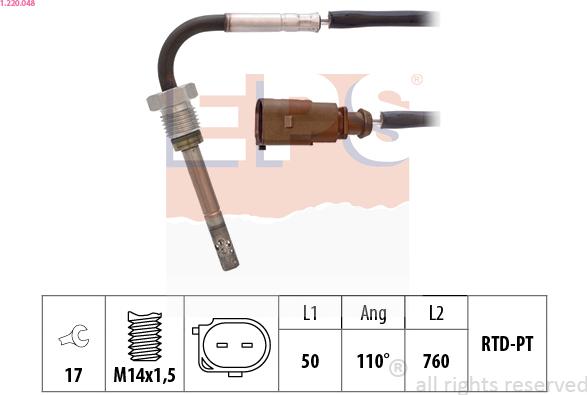 EPS 1.220.048 - Sensore, Temperatura gas scarico www.autoricambi360.it