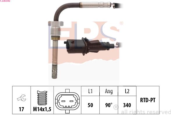 EPS 1.220.042 - Sensore, Temperatura gas scarico www.autoricambi360.it