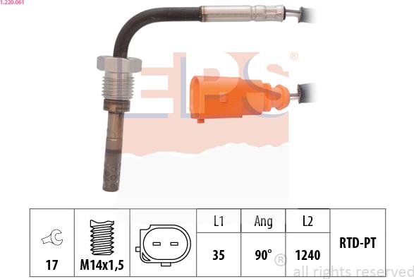 EPS 1.220.061 - Sensore, Temperatura gas scarico www.autoricambi360.it
