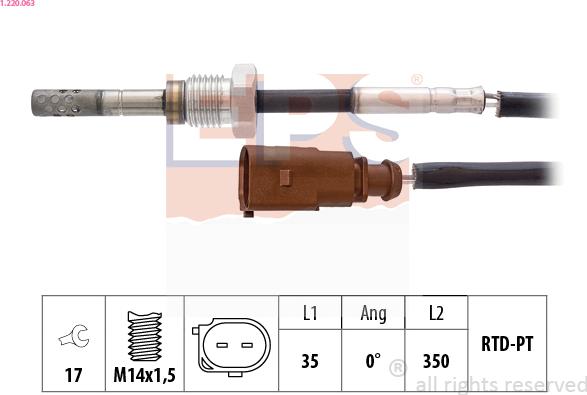 EPS 1.220.063 - Sensore, Temperatura gas scarico www.autoricambi360.it