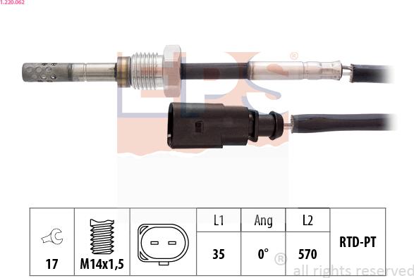 EPS 1.220.062 - Sensore, Temperatura gas scarico www.autoricambi360.it