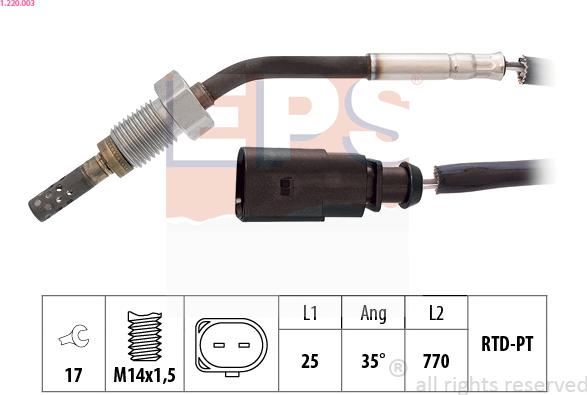 EPS 1.220.003 - Sensore, Temperatura gas scarico www.autoricambi360.it
