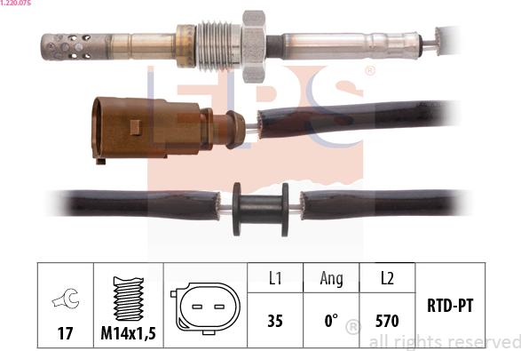EPS 1.220.075 - Sensore, Temperatura gas scarico www.autoricambi360.it