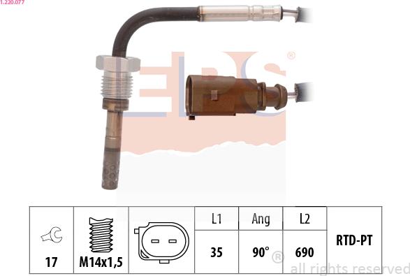 EPS 1.220.077 - Sensore, Temperatura gas scarico www.autoricambi360.it