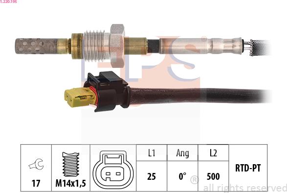 EPS 1.220.195 - Sensore, Temperatura gas scarico www.autoricambi360.it