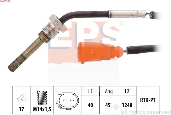EPS 1.220.191 - Sensore, Temperatura gas scarico www.autoricambi360.it