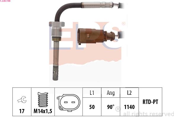 EPS 1.220.198 - Sensore, Temperatura gas scarico www.autoricambi360.it