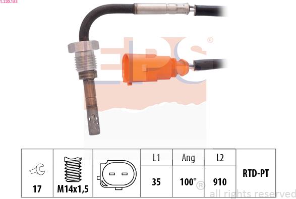 EPS 1.220.183 - Sensore, Temperatura gas scarico www.autoricambi360.it