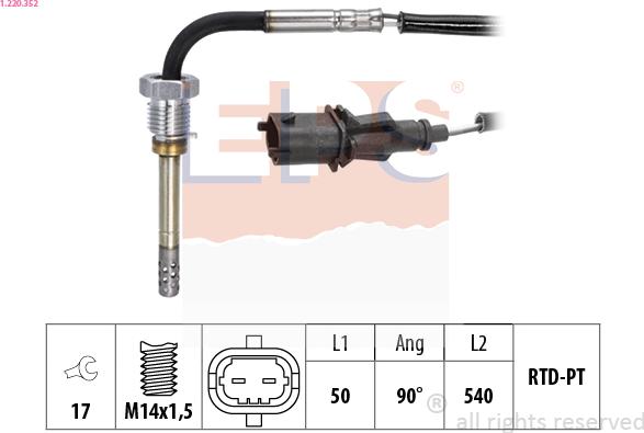 EPS 1.220.352 - Sensore, Temperatura gas scarico www.autoricambi360.it