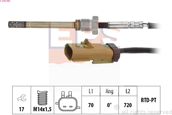 EPS 1.220.365 - Sensore, Temperatura gas scarico www.autoricambi360.it
