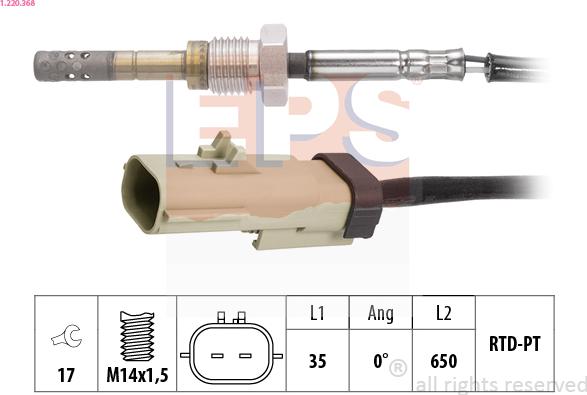 EPS 1.220.368 - Sensore, Temperatura gas scarico www.autoricambi360.it