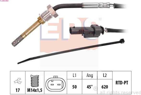 EPS 1.220.363 - Sensore, Temperatura gas scarico www.autoricambi360.it