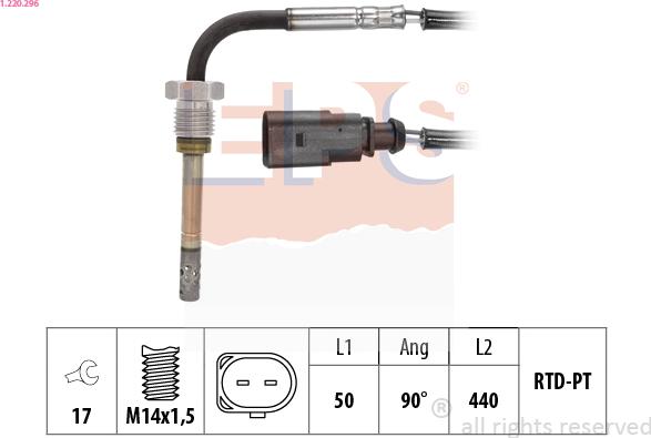 EPS 1.220.296 - Sensore, Temperatura gas scarico www.autoricambi360.it