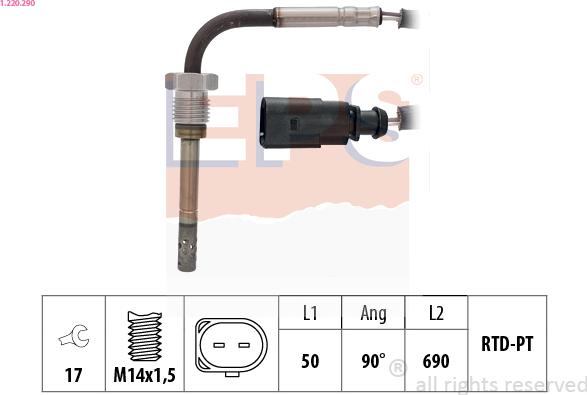 EPS 1.220.290 - Sensore, Temperatura gas scarico www.autoricambi360.it