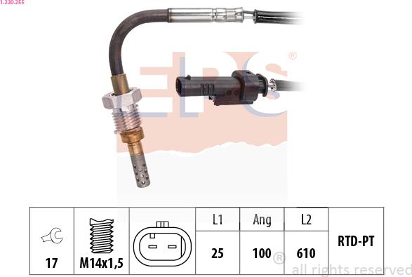 EPS 1.220.255 - Sensore, Temperatura gas scarico www.autoricambi360.it