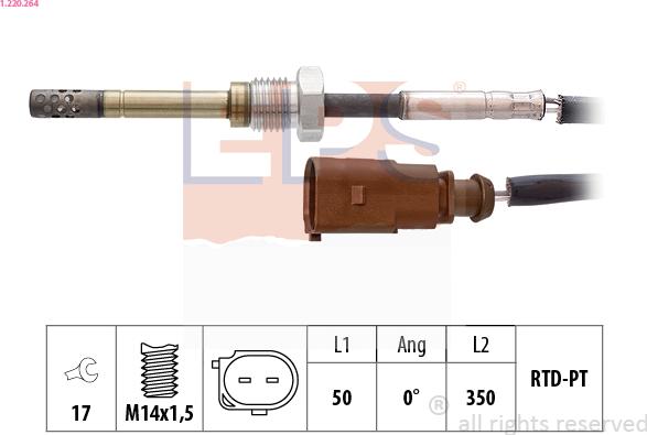 EPS 1.220.264 - Sensore, Temperatura gas scarico www.autoricambi360.it