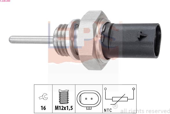 EPS 1.220.260 - Sensore, Temperatura gas scarico www.autoricambi360.it