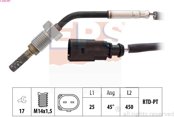 EPS 1.220.287 - Sensore, Temperatura gas scarico www.autoricambi360.it
