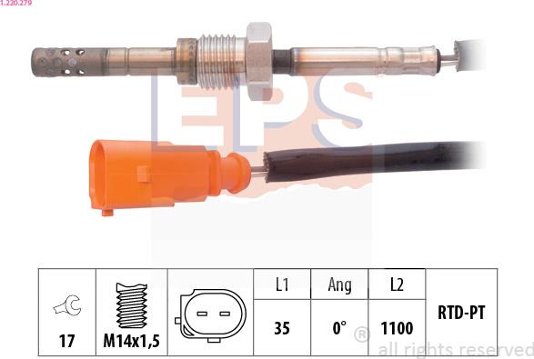 EPS 1.220.279 - Sensore, Temperatura gas scarico www.autoricambi360.it