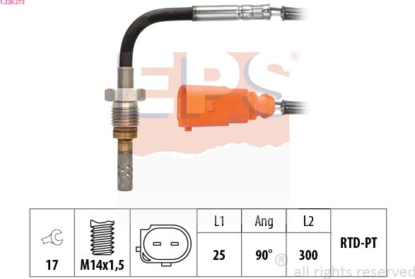 EPS 1.220.273 - Sensore, Temperatura gas scarico www.autoricambi360.it