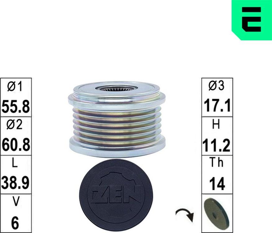 ERA ZN5811 - Puleggia cinghia, Alternatore www.autoricambi360.it