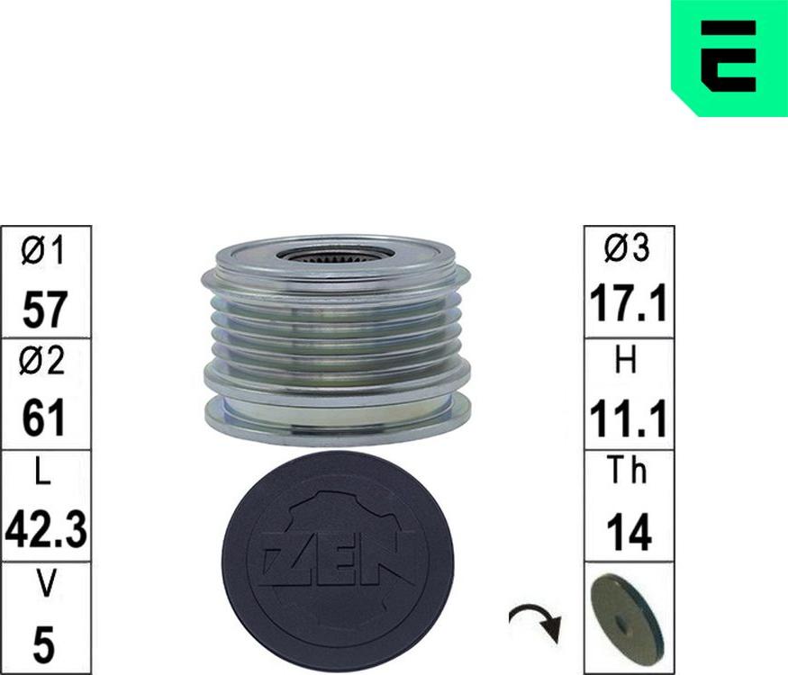 ERA ZN5793 - Puleggia cinghia, Alternatore www.autoricambi360.it