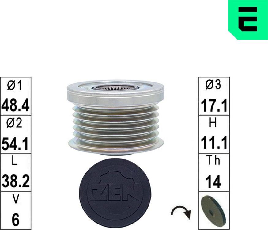 ERA ZN5719 - Puleggia cinghia, Alternatore www.autoricambi360.it