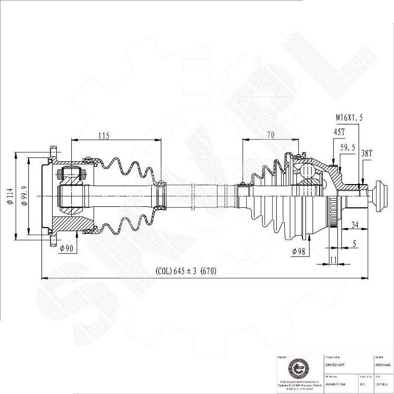 Esen SKV 40SKV446 - Albero motore / Semiasse www.autoricambi360.it