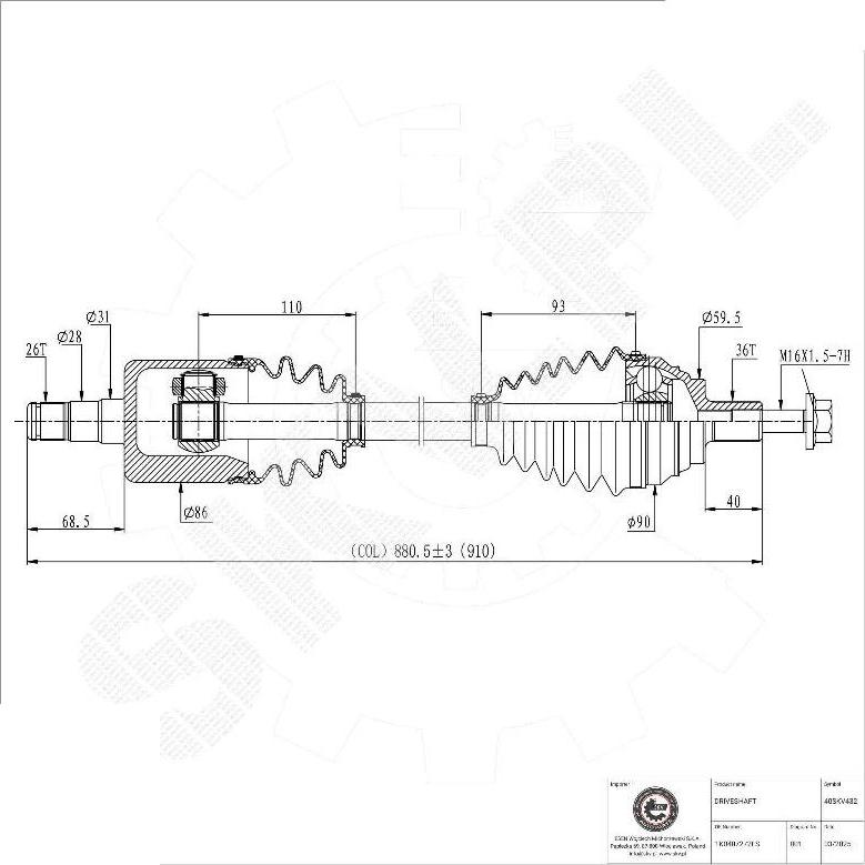 Esen SKV 40SKV432 - Albero motore / Semiasse www.autoricambi360.it