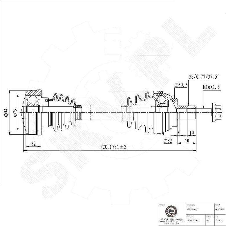 Esen SKV 40SKV423 - Albero motore / Semiasse www.autoricambi360.it