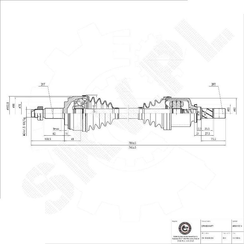 Esen SKV 40SKV014 - Albero motore / Semiasse www.autoricambi360.it