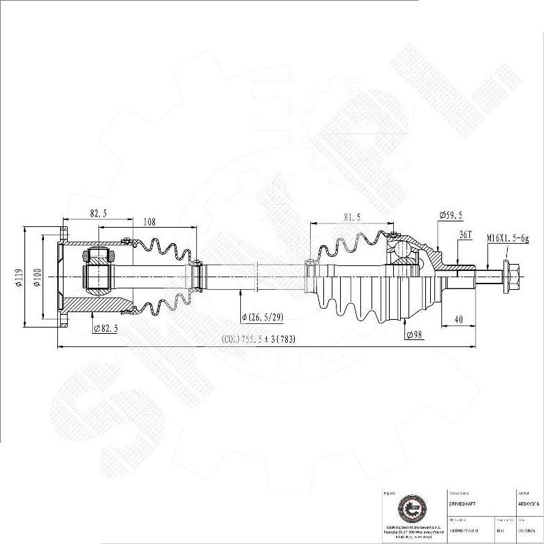 Esen SKV 40SKV016 - Albero motore / Semiasse www.autoricambi360.it