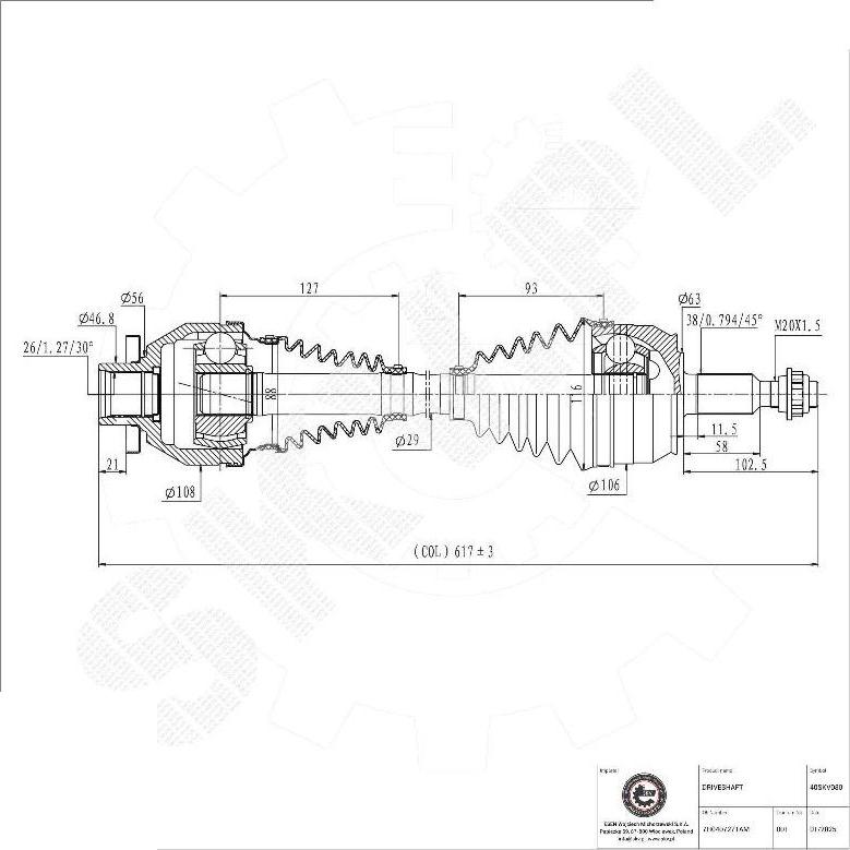 Esen SKV 40SKV080 - Albero motore / Semiasse www.autoricambi360.it
