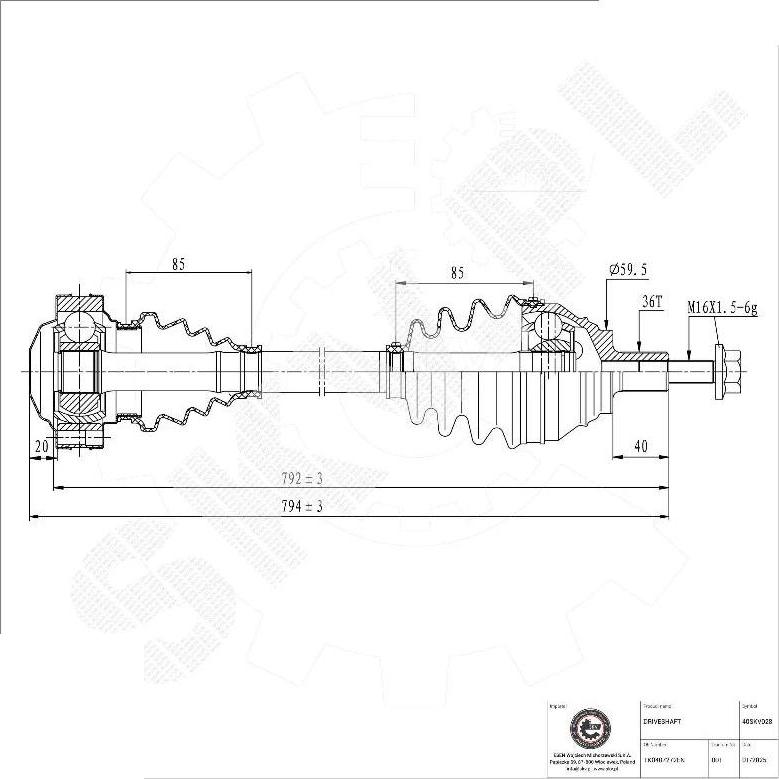 Esen SKV 40SKV028 - Albero motore / Semiasse www.autoricambi360.it