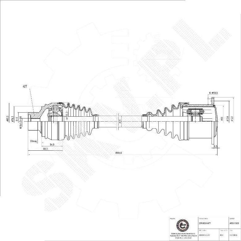 Esen SKV 40SKV023 - Albero motore / Semiasse www.autoricambi360.it