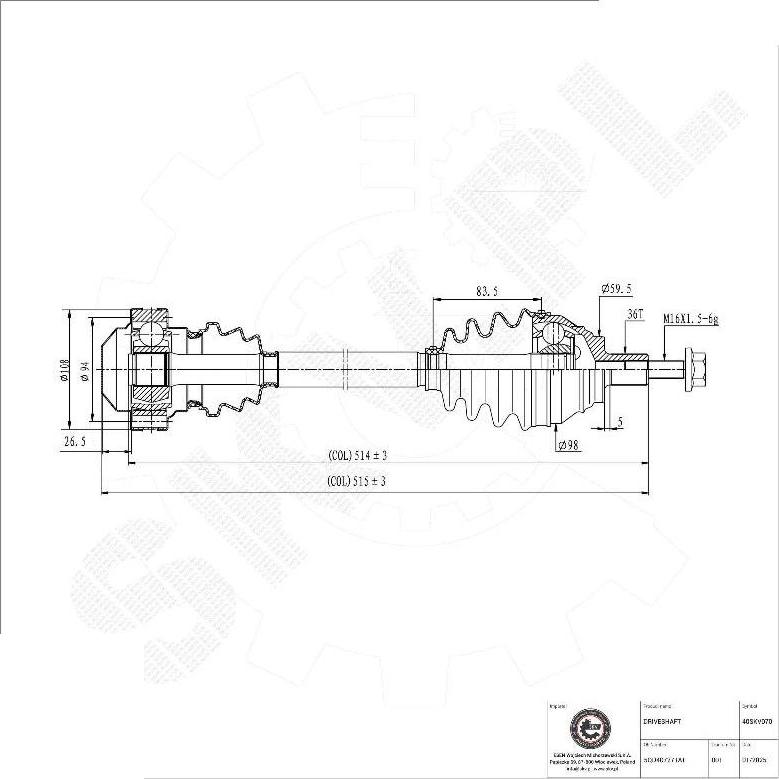 Esen SKV 40SKV070 - Albero motore / Semiasse www.autoricambi360.it
