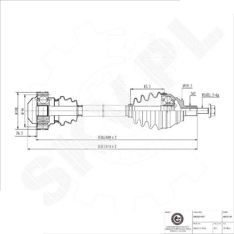 Esen SKV 40SKV149 - Albero motore / Semiasse www.autoricambi360.it