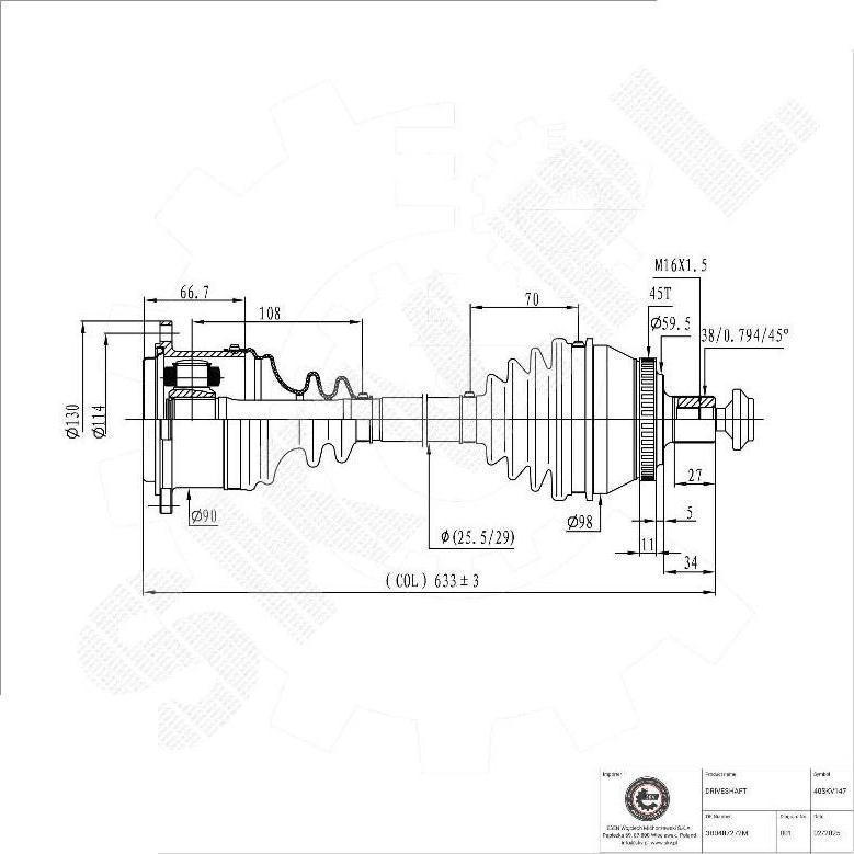 Esen SKV 40SKV147 - Albero motore / Semiasse www.autoricambi360.it