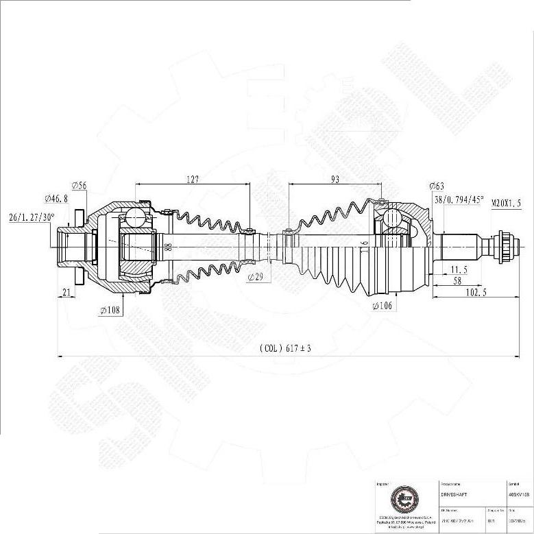 Esen SKV 40SKV158 - Albero motore / Semiasse www.autoricambi360.it