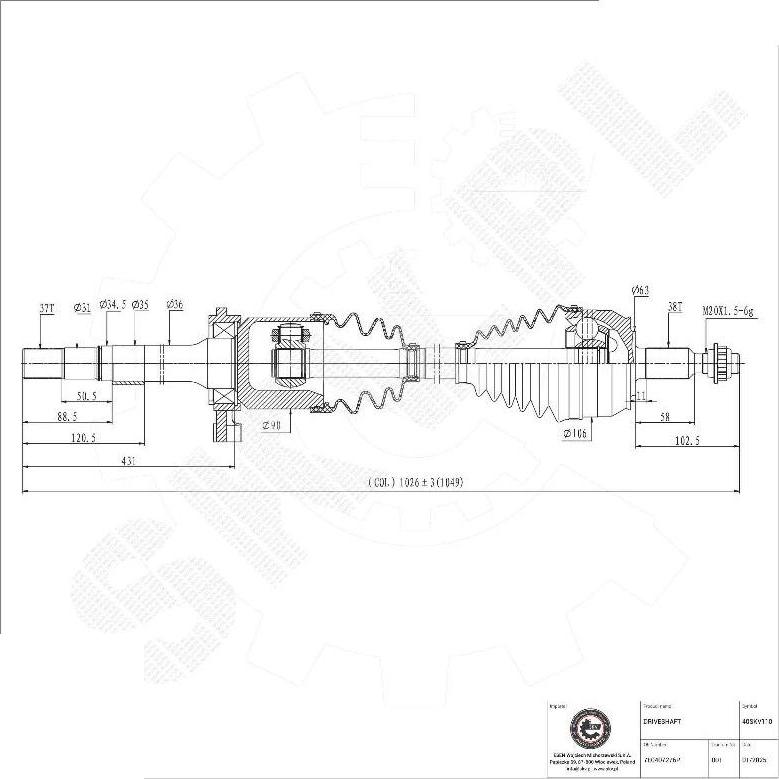 Esen SKV 40SKV110 - Albero motore / Semiasse www.autoricambi360.it