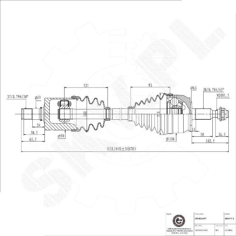 Esen SKV 40SKV112 - Albero motore / Semiasse www.autoricambi360.it