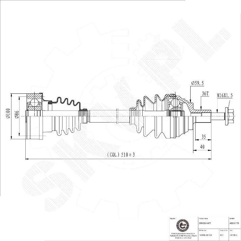 Esen SKV 40SKV175 - Albero motore / Semiasse www.autoricambi360.it