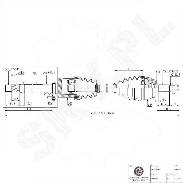 Esen SKV 40SKV351 - Albero motore / Semiasse www.autoricambi360.it